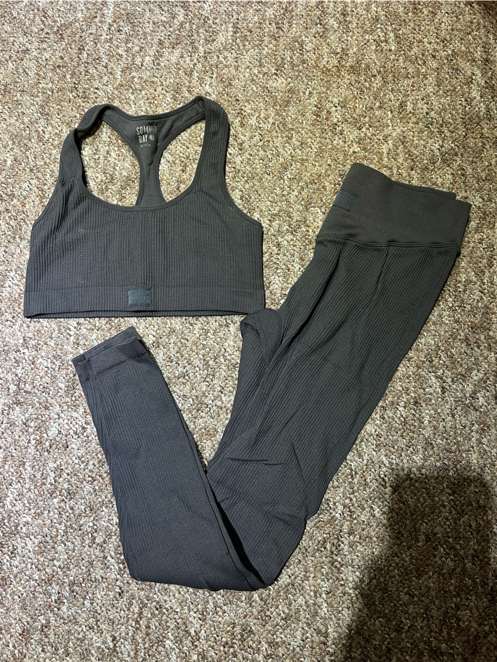 Bluenotes Black Ribbed Tank and Legging Set